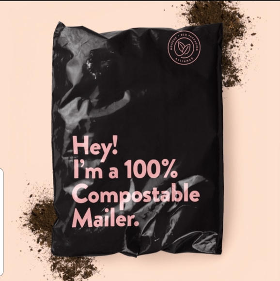 🌎 30 Classy Re-Usable Compostable Black & Pale Coral Mailers Size Large - Picture 3 of 4